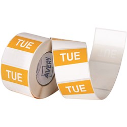 AVERY FOOD ROTATION SQUARE LABEL 40MM TUESDAY YELLOW ROLL OF 500