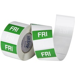 AVERY FOOD ROTATION SQUARE LABEL 40MM FRIDAY GREEN ROLL OF 500