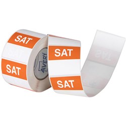 AVERY FOOD ROTATION SQUARE LABEL 40MM SATURDAY ORANGE ROLL OF 500