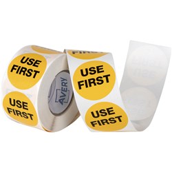 AVERY FOOD ROTATION ROUND LABEL 40MM USE FIRST ROLL OF 500