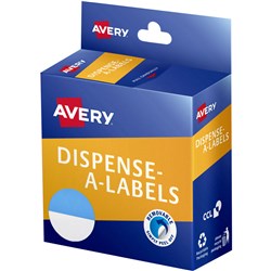 AVERY DISPENSER LABELS 24MM BLUE AND WHITE DOT BOX OF 300