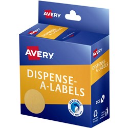 AVERY DISPENSER LABELS 24MM KRAFT BROWN DOT PACK OF 300