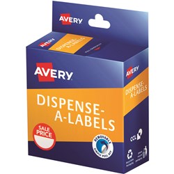 AVERY DISPENSER LABEL 24MM SALE PRICE RED PACK OF 300