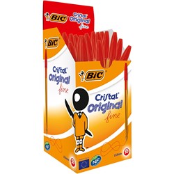 BIC CRISTAL BALLPOINT PEN 0.8MM FINE RED BOX OF 50