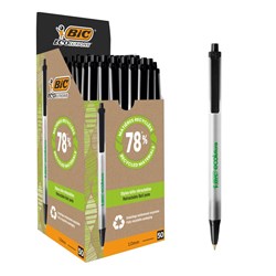 BIC ECOLUTIONS BALLPOINT PEN ROUND STIC MEDIUM BLACK BOX OF 50