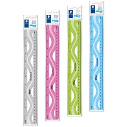 STAEDTLER PLASTIC RULER FLEXIBLE 30CM ASSORTED PACK OF 24