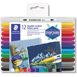 STAEDTLER DOUBLE-ENDED MARKERS FABRIC ASSORTED WALLET OF 12