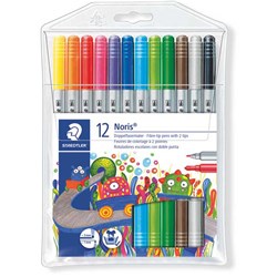 STAEDTLER 320 NORIS TWIN FIBRE TIP FINE 1MM BROAD 3MM ASSORTED WALLET 12