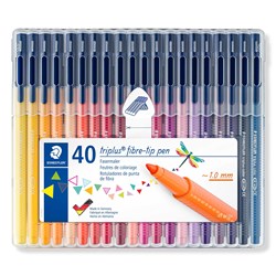 STAEDTLER TRIPLUS PEN FIBRE TIP ASSORTED WALLET OF 40