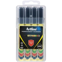 ARTLINE 70 PERMANENT MARKERS BULLET 1.5MM BLACK HARD CASE PACK OF 4