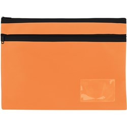 CELCO PENCIL CASE TWIN ZIP LARGE 350 X 260MM ORANGE