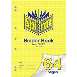 SPIRAX 120 BINDER BOOK A4 64 PAGE 8MM RULED