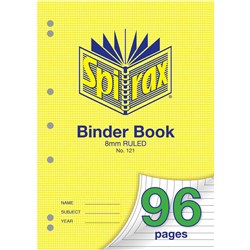SPIRAX 121 BINDER BOOK A4 96 PAGE 8MM RULED