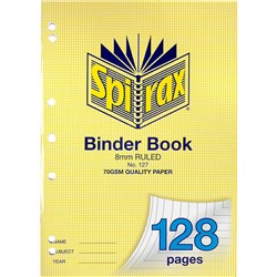 SPIRAX 127 BINDER BOOK A4 128 PAGE 8MM RULED