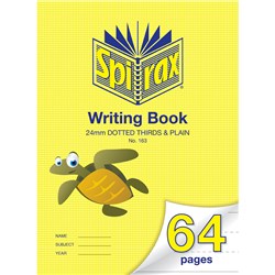SPIRAX 163 WRITING BOOK 335 X 240MM 64 PAGE 24MM DOTTED THIRDS AND PLAIN PROJECT