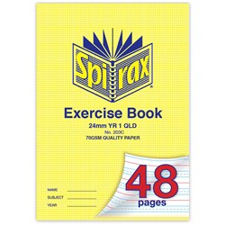 SPIRAX 203C EXERCISE BOOK A4 48 PAGE QUEENSLAND RULINGS YEAR 1 24MM