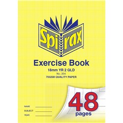 SPIRAX 204 EXERCISE BOOK A4 48 PAGE QUEENSLAND RULINGS YEAR 2 18MM