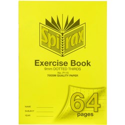 SPIRAX P115 EXERCISE BOOK POLY COVER A4 64 PAGE 9MM DOTTED THIRDS