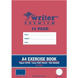 WRITER PREMIUM EXERCISE BOOK A4 8MM RULED 64 PAGES TRIANGLE
