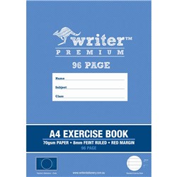 WRITER PREMIUM EXERCISE BOOK A4 8MM RULED 96 PAGES CIRCLE