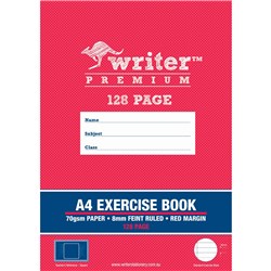 WRITER PREMIUM EXERCISE BOOK A4 8MM RULED 128 PAGES SQUARE