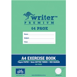 WRITER PREMIUM EXERCISE BOOK A4 9MM DOTTED THIRDS 64 PAGES BIKE