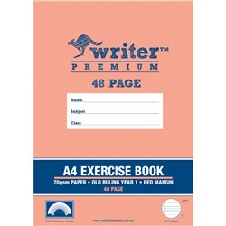 WRITER PREMIUM EXERCISE BOOK A4 QUEENSLAND YEAR 1 RULED 48 PAGES RAINBOW