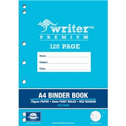 WRITER PREMIUM BINDER BOOK A4 8MM RULED 128 PAGES DRUMS