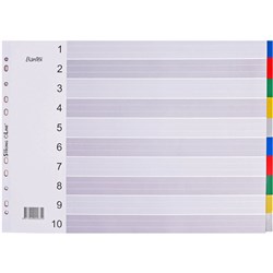 BANTEX DIVIDER A3 10 TABS LANDSCAPE ASSORTED
