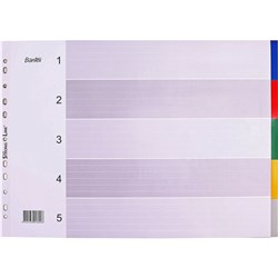BANTEX DIVIDER A3 5 TABS LANDSCAPE ASSORTED