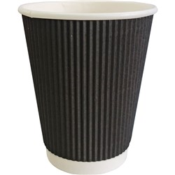 WRITER BREAKROOM DISPOSABLE DOUBLE WALL PAPER CUPS 355ML 12OZ BOX OF 500 BLACK