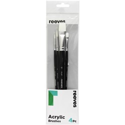 REEVES ACRYLIC BRUSHES SHORT HANDLE SET OF 4