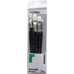 REEVES ACRYLIC BRUSHES SHORT HANDLE SET OF 5