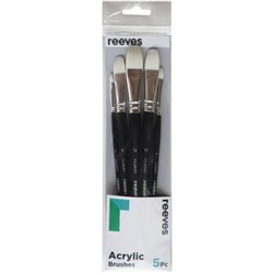 REEVES ACRYLIC BRUSHES SHORT HANDLE SET OF 5