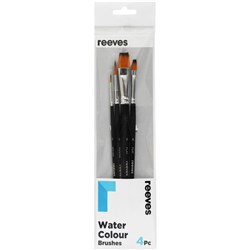 REEVES WATERCOLOUR BRUSHES SHORT HANDLE SET OF 4