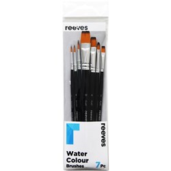 REEVES WATERCOLOUR BRUSHES SHORT HANDLE SET OF 7