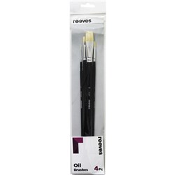 REEVES OIL BRUSHES LONG HANDLE SET OF 4