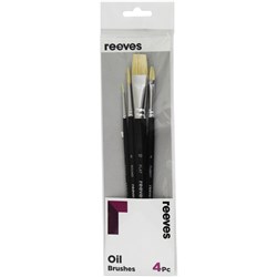 REEVES OIL BRUSHES SHORT HANDLE SET OF 4