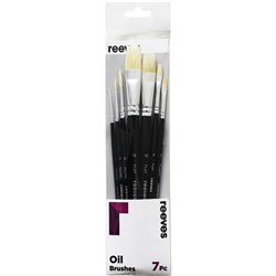 REEVES OIL BRUSHES SHORT HANDLE SET OF 7