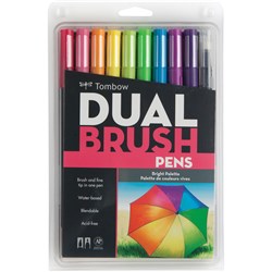 TOMBOW DUAL BRUSH PENS BRIGHT SET OF 10