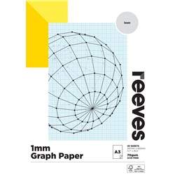 REEVES GRAPH PAPER PAD A3 70GSM 1MM RULED 40 SHEETS
