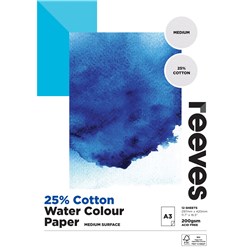 REEVES COTTON MIX WATER COLOUR PAD A3 200GSM FSC 12 SHEETS