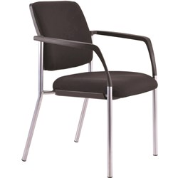 BURO LINDIS 4 LEG CHAIR WITH ARMS BLACK FABRIC SEAT AND BACK SILVER FRAME