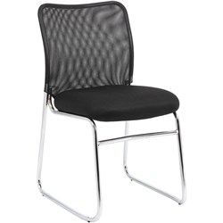 STUDIO VISITOR CHAIR CHROME SLED BASE MESH BACK FABRIC SEAT BLACK
