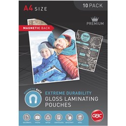 GBC LAMINATING POUCHES A4 175 MICRON MAGNETIC POUCH GLOSS PACK OF 10