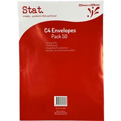 STAT PEEL AND SEAL ENVELOPE C4 HEAVY DUTY WHITE PACK OF 50