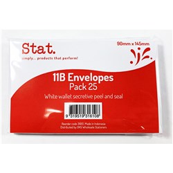 STAT PEEL AND SEAL ENVELOPE 11B SECRETIVE WHITE PACK OF 25