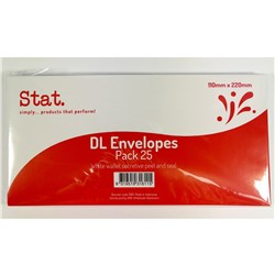 STAT PEEL AND SEAL ENVELOPE DL SECRETIVE WHITE PACK OF 25