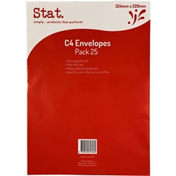 STAT PEEL AND SEAL ENVELOPE C4 KRAFT PACK OF 25