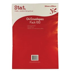 STAT PEEL AND SEAL ENVELOPE C4 KRAFT PACK OF 100